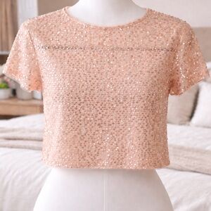 Forever 21 Peach Sequin Crop Top